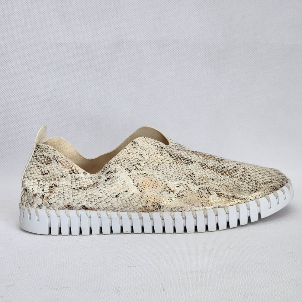 ILSE JACOBSEN Metallic Snakeskin Beige Slip On Shoes Flats & Loafers 40 9.5 - Picture 5 of 8